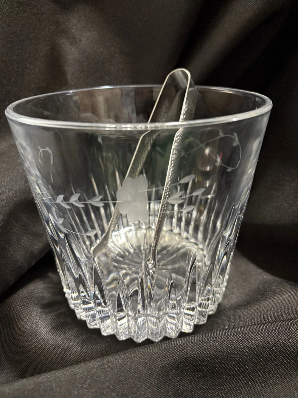 Vintage Heavy PRINCESS HOUSE 1980's Crystal Ice Bucket Heritage Etched Pattern